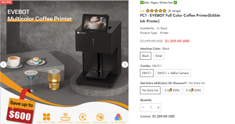 Food Printing for Events & Coffee Branding | EVEBOT STORE