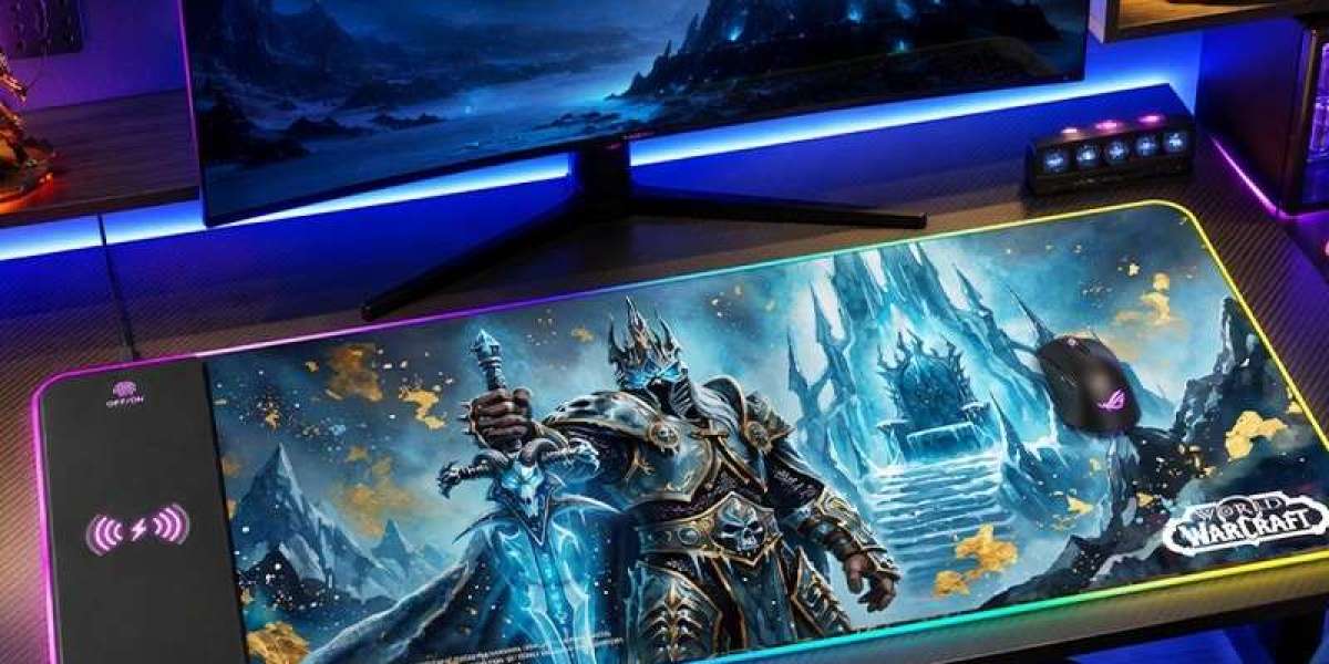 wow Texas Wild West Style Lich King RGB Desk Mat With Wireless Charging